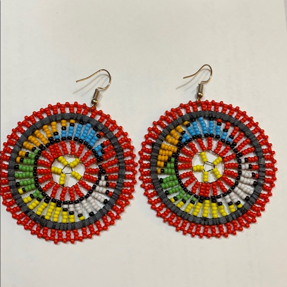 Red NASHONA Beaded Earrings